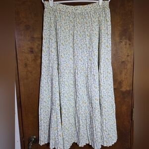 Vintage Cabin Creek Floral Butterfly Pleated Midi Skirt Elastic Waist Women’s XL